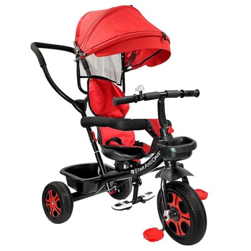 StarAndDaisy Kids Tricycle and Cycle New Classy Bike- Push Type Stroller Bicycle with Parental Control Handle, 360° seat Rotation, Sunroof Canopy and Safety Belt (Yellow) - Image 4
