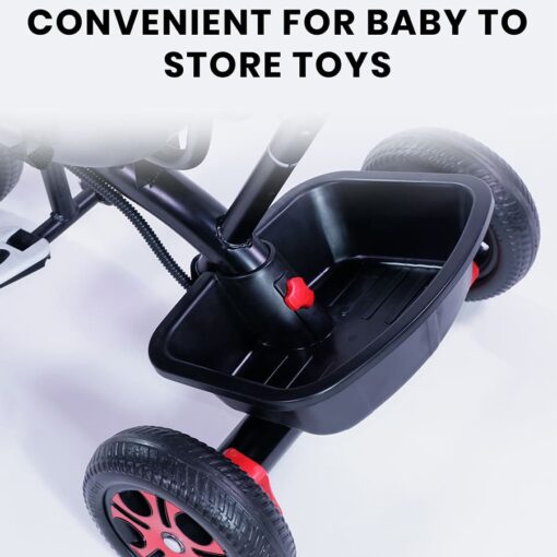 StarAndDaisy 4 in 1 Classy Baby Tricycle for Kids with Canopy with Dual Storage Basket & Ultra Soft Cushion Seat with Seat Belt, Foot Rest, Parental Control Handle, Baby Trike For Boys Girls of 1.5 to 5 Years (Red) - Image 7