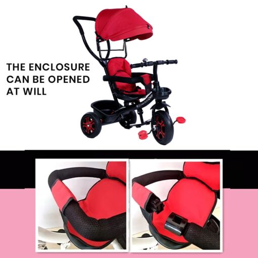StarAndDaisy 4 in 1 Classy Baby Tricycle for Kids with Canopy with Dual Storage Basket & Ultra Soft Cushion Seat with Seat Belt, Foot Rest, Parental Control Handle, Baby Trike For Boys Girls of 1.5 to 5 Years (Red) - Image 10