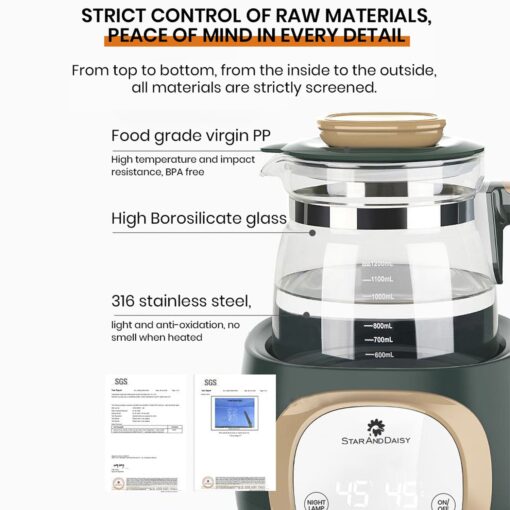StarAndDaisy baby formula water kettle for newborn milk with food processor cup, sterilizer and temperature control - Image 9