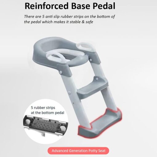 [Refurbished] StarAndDaisy Potty Training Seat with Ladder, Toddler Potty Seat for Toilet with Step Stool for Kids, Splash Guard and Wide Pad for Boys Girls, Stable Without Slipping Grey - Image 4