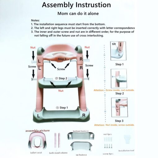 [Refurbished] StarAndDaisy Potty Training Seat with Ladder, Toddler Potty Seat for Toilet with Step Stool for Kids, Splash Guard and Wide Pad for Boys Girls, Stable Without Slipping Grey - Image 7