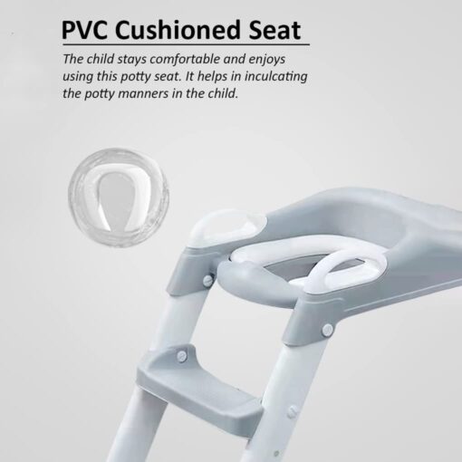 [Refurbished] StarAndDaisy Potty Training Seat with Ladder, Toddler Potty Seat for Toilet with Step Stool for Kids, Splash Guard and Wide Pad for Boys Girls, Stable Without Slipping Grey - Image 8