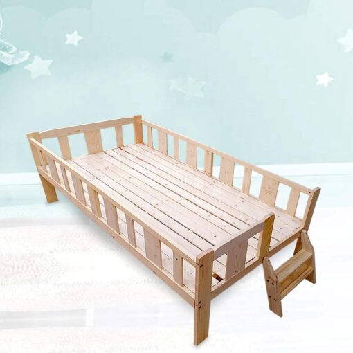 StarAndDaisy Baby Bed Wooden cot crib for 0-12 Years with 3 Side Guardrail, Load Bearing <60 kg (168 X 80 cm Kids Bed)