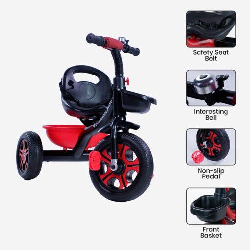 StarAndDaisy Wonder Tricycle Kids/Baby Tricycle Trike with Dual Storage Basket, Cushion seat, and seat Belt for Kids Boys Girls Age Group 1.5 to 5 Years (Red) - Image 7