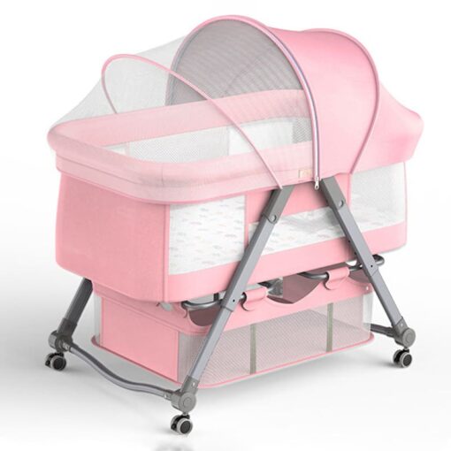 StarAndDaisy Premium Aluminum Alloy Baby cot Crib Cum Baby Rocker (Pink)