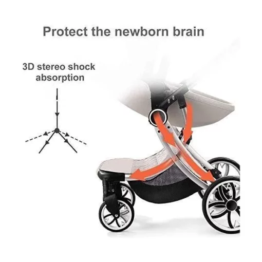 StarAndDaisy High End Buggy Baby and Kids Stroller , Pram & Pushchair with Convertible Design Basket with Shock Absorbers and Large Premium Wheels  (Red) - Image 5