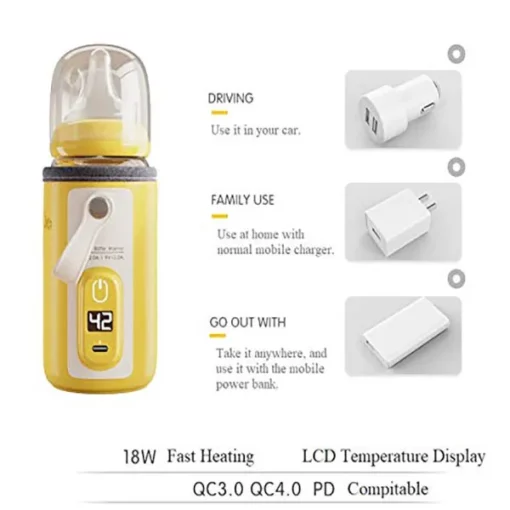 StarAndDaisy Smart USB Baby Bottler Warmer/Bottle Insulation Cover for Car & Travel (Yellow) - Image 7