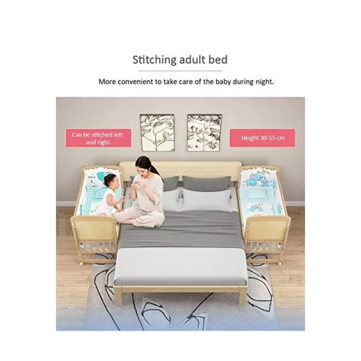 StarAndDaisy Kids Bed Wooden cot crib for 0-4 Years with guardrail, Load Bearing <40 kg - 120X60cm Size - With Soft Mattress Set and Mosquito Net - Image 8