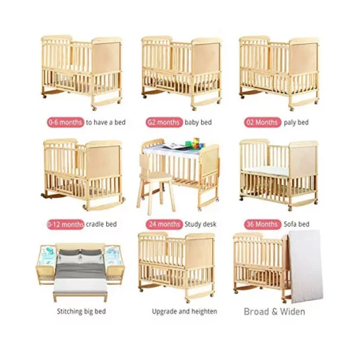 StarAndDaisy Kids Bed Wooden cot crib for 0-4 Years with guardrail, Load Bearing <40 kg - 120X60cm Size - With Soft Mattress Set and Mosquito Net - Image 6