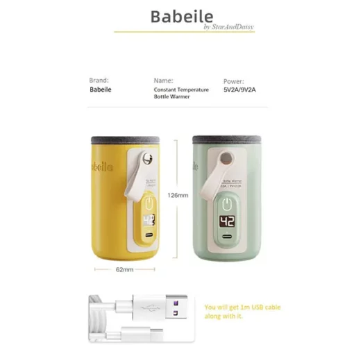StarAndDaisy Smart USB Baby Bottler Warmer/Bottle Insulation Cover for Car & Travel (Yellow) - Image 2