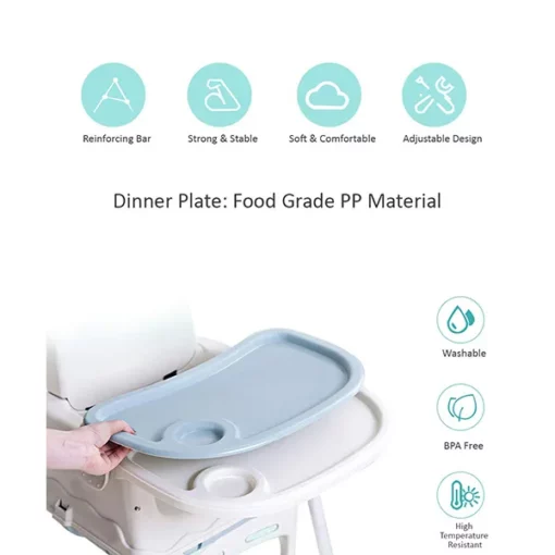 StarAndDaisy Folding Baby High Chair  Height Adjustable Feeding Seat Wheels *Upgraded Version with Wheel and PU Cushion pad* (Coffee) - Image 2