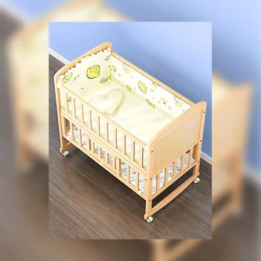 StarAndDaisy Kids Bed Wooden cot crib for 0-4 Years with guardrail, Load Bearing <40 kg - 120X60cm Size - With Soft Mattress Set and Mosquito Net - Image 4