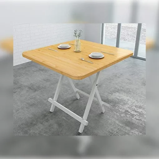 SND Homes Utilite Scissor Easy Folding, Multipurpose Table 70 x 70 cm Outdoor Coffee with 2 Chair (Large, White)