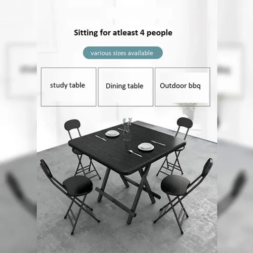 SND Homes Utilite Scissor Table, Easy Folding, Multipurpose Outdoor Lawn Coffee Tables (Large Size | Black | 80cm By 80cm) - Image 2
