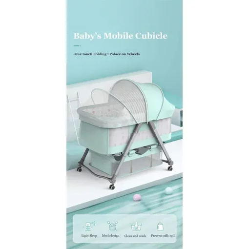 StarAndDaisy Premium Aluminum Alloy Baby cot Crib Cum Baby Rocker (Pink) - Image 4