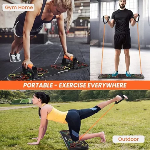 SND by StarAndDaisy - 360° Fitness 13 in 1 Push Up Rack Board,Foldable Unisex Body Building Push Up Board with Resistance Bands - Image 3