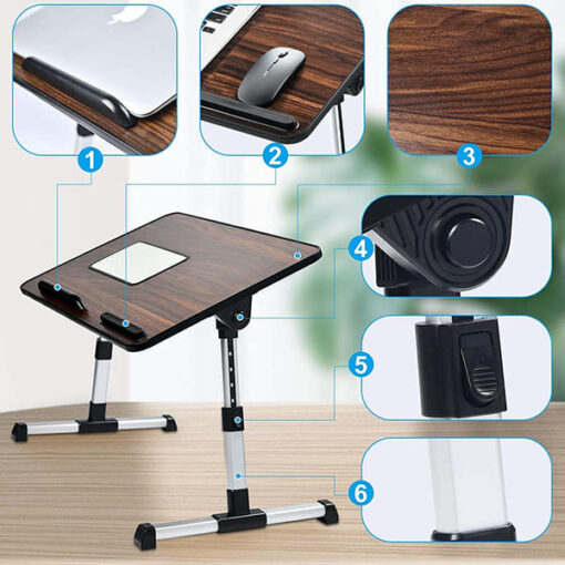 SND Homes Multipurpose Bed Table/ lapdesk Workstation for Lazy People with Height and Angle Adjustment (BurgundyWood (53 x 30 cm)) - Image 3