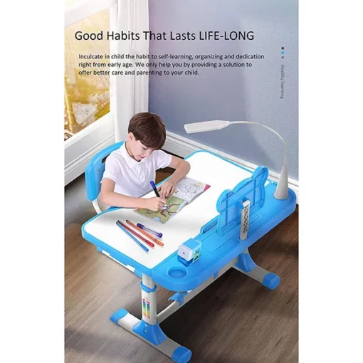 A80 Adjustable Height, Multi-Functional Kids Study Table with Book Holder, Drawer, Extra Large tiltable Desktop with an Option of LED Light (Pink (Without LED)) - Image 3