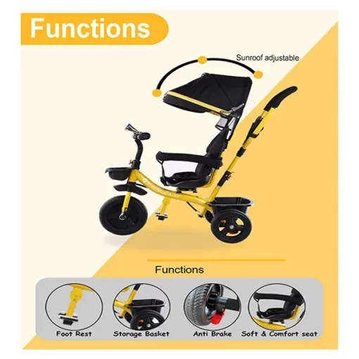 [Refurbished] StarAndDaisy Classy Kids Pushtype Stroller cum Tricycle/Cycle (Red) - Image 7