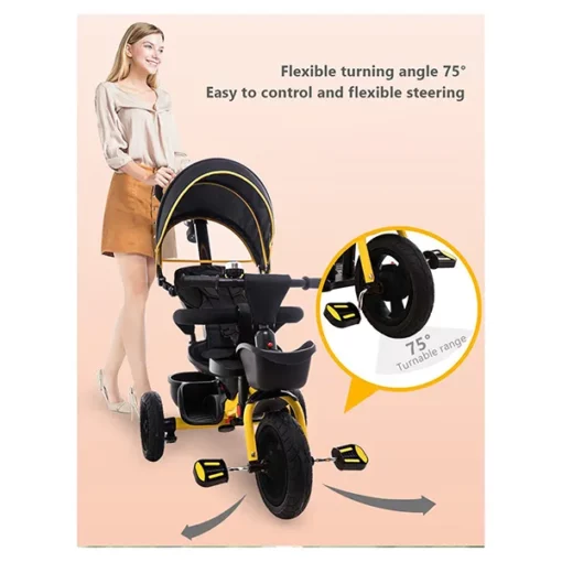 StarAndDaisy Royal Tricycle With Parental Push Handle - Yellow - Image 7