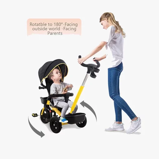 StarAndDaisy Royal Tricycle With Parental Push Handle - Yellow - Image 4
