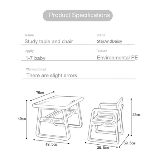 StarAndDaisy Multipurpose, Multi-Functional Plastic Kids Table & 2 Chair Set - Kindergarten Early Education Study, Toy Play Table, Eating Table or 2-10 Years Old Kids, Stable Home (Blue) - Image 4