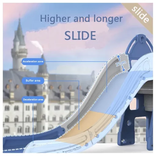 StarAndDaisy Castle Slide Set with Basket Ball Hoop - Blue (Castle Slide) - Image 3