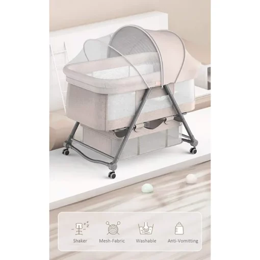StarAndDaisy D01 Manual Baby cot Crib Newborn Baby Bassinet with Cradle, Wheel, Mosquito net and Bedding Set (Green) - Image 4