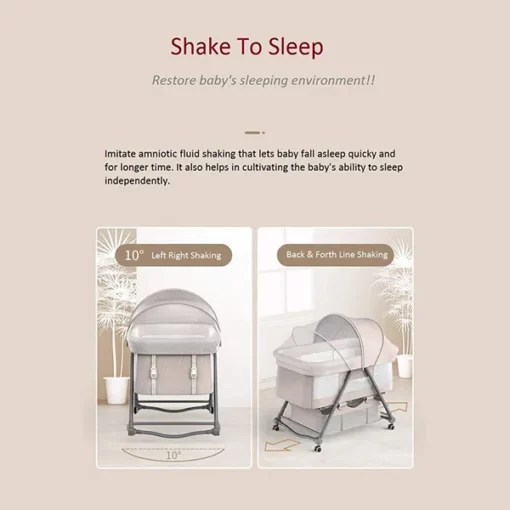 StarAndDaisy D01 Manual Baby cot Crib Newborn Baby Bassinet with Cradle, Wheel, Mosquito net and Bedding Set (Green) - Image 5