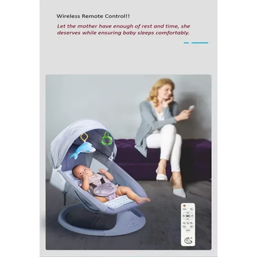 Premium Baby Swing Rocker cum Sleeper (Grey) - Image 4