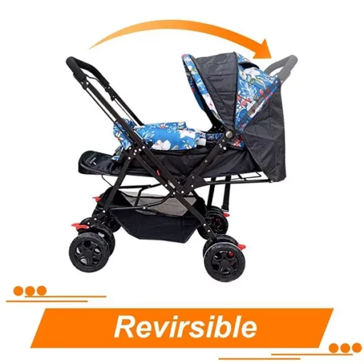 StarAndDaisy Durable Sunshine Stroller Pram for Baby/Kids (Blue Floral) - Image 4