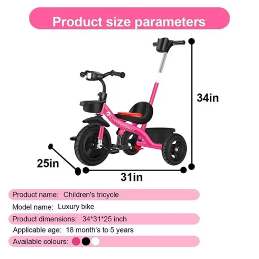 StarAndDaisy Luxury Kids Cycle Toddlers Bicycle/ Tricycle (Pink) - Image 4