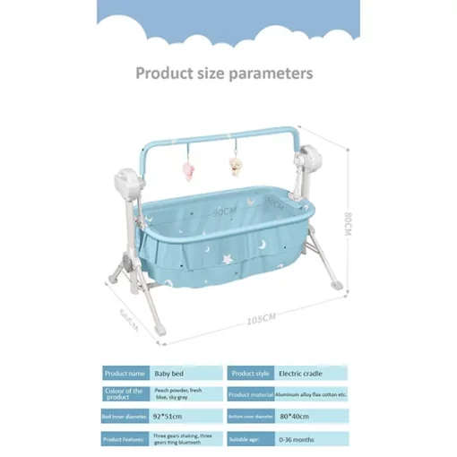 [Refurbished] StarAndDaisy Nestling Smart and Portable Baby Cradle Crib with automatic swing, remote and Bluetooth (GREY) - Image 6