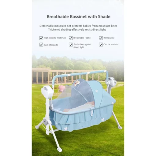 [Refurbished] StarAndDaisy Nestling Smart and Portable Baby Cradle Crib with automatic swing, remote and Bluetooth (GREY) - Image 8