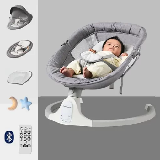 [Refurbished] StarAndDaisy Premium Baby Rocker with Automatic Swing And Bluetooth Music (GREY) - Image 8