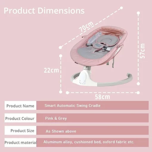[Refurbished] StarAndDaisy Premium Baby Rocker with Automatic Swing And Bluetooth Music (GREY) - Image 7