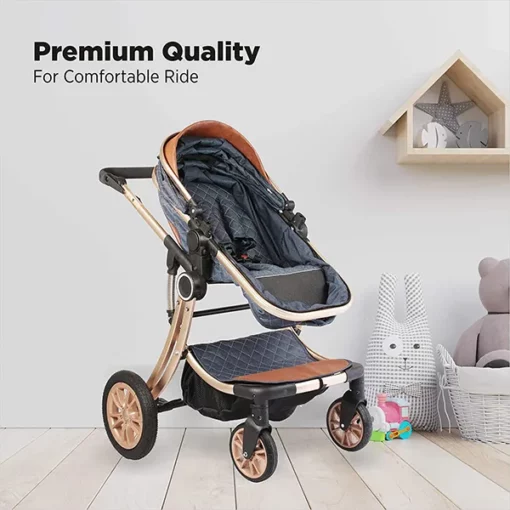[Refurbished] StarAndDaisy Ultima Luxury Newborn Stroller with Seating / Sleeping Bassinet, Mult-Functional, Mult-adjustments (Denim Blue) - Image 3
