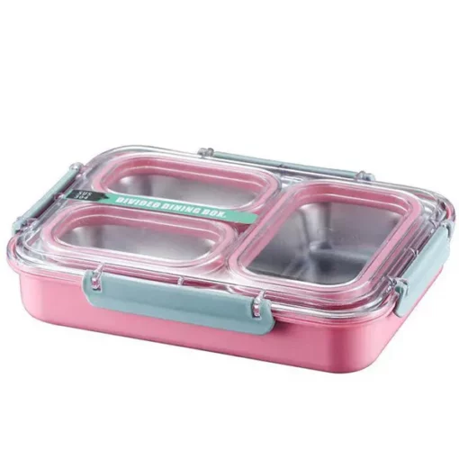 Stainless Steel Compartmental Dining Lunch Box (Pink)