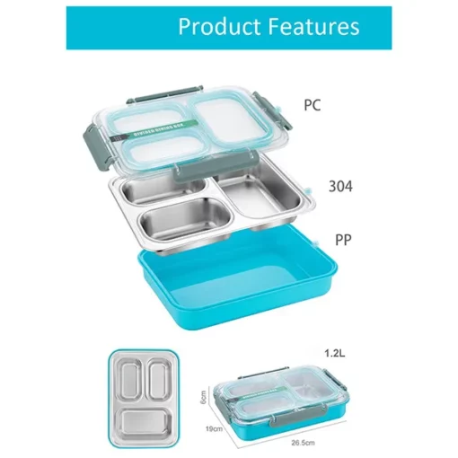 Stainless Steel Compartmental Dining Lunch Box - Blue StarAndDaisy - Image 5