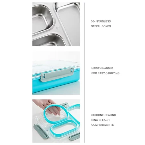 Stainless Steel Compartmental Dining Lunch Box - Blue StarAndDaisy - Image 6