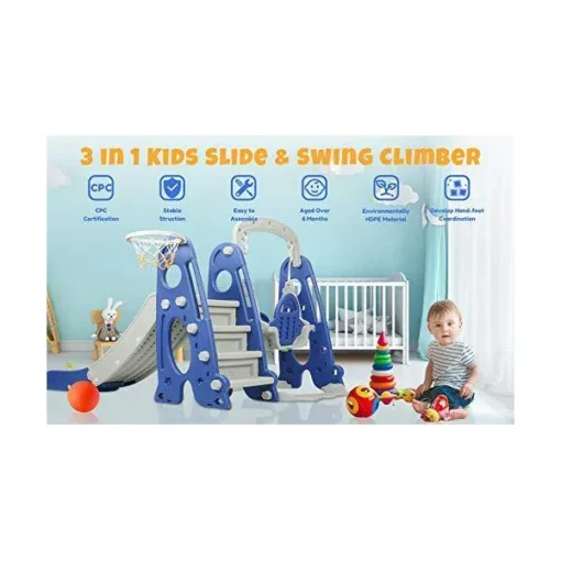 StarAndDaisy Toddler Climber Slide and Swing Station - Blue (Multi Gym) - Image 5