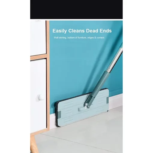 SND Homes Upgraded Hands-Free Squeeze Microfiber Flat Spin Mop System 360° Flexible Head 38X12.5 cm with 2+2Free - Green - Image 4