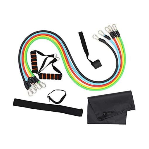 SND - 360° Fitness Resistance Bands Set for Working Out with Mountaineering Buckle, 11 Pack Resistance Bands with Door Anchor Handles Waterproof Carry Bag- Made of 100% Latex, 3 Years Warranty - Image 5