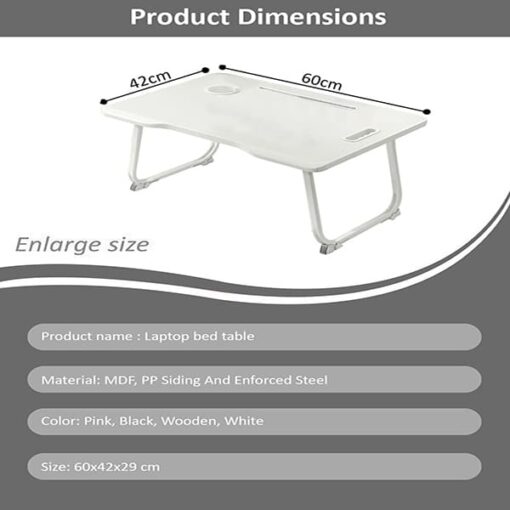[Refurbished] StarAndDaisy 'Bed Buddy' Latop Desk,Portable Foldable Laptop Bed Tray Table with Drawer,Bed Tray for Eating,Laptop Bed Tray Table for Bed and Sofa (Wood & White Painted Legs) - Image 6