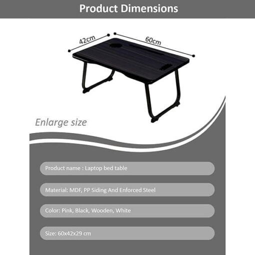 SND Homes 'Bed Buddy' Laptop Desk,Portable Foldable Laptop Bed Tray Table with Drawer,Bed Tray for Eating,Laptop Bed Tray Table for Bed and Sofa (All Black) - Image 4