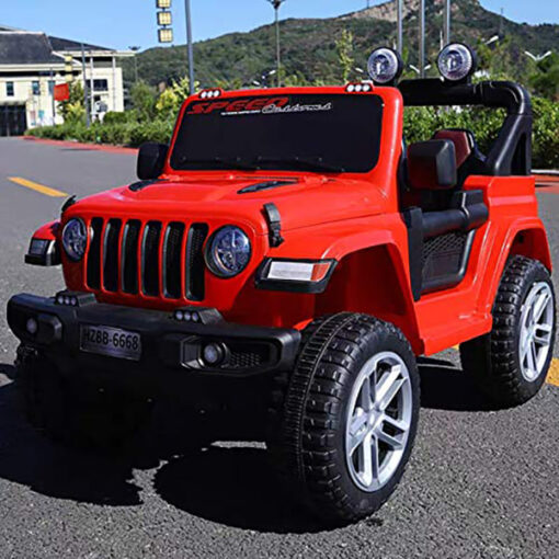 Kids Ride on Jeep Style for Kids from 1.5-6 Years of Age, Remote Control, Dual Drive, Music & Lights for All-Terrain (Red)