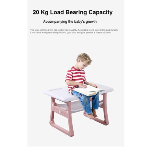 [Refurbished] StarAndDaisy Multipurpose, Multi-Functional Plastic Kids Table & 2 Chair Set - Kindergarten Early Education Study, Toy Play Table, Eating Table or 2-10 Years Old Kids, Stable Home (Pink) - Image 3
