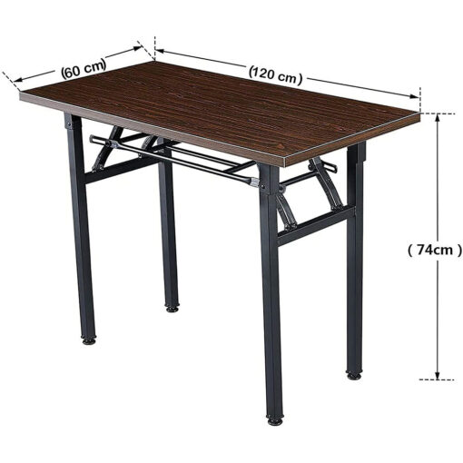SND Homes Computer Desk Folding Table No-Assembly Modern Desk for Small Spaces Study Writing Desk with Storage Shelf Desks for Students and Work from Home (120 X 60 cm Walnut Brown) - Image 8