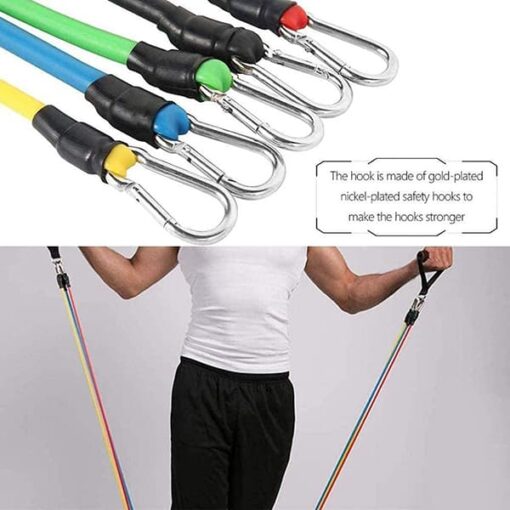 SND - 360° Fitness Resistance Bands Set for Working Out with Mountaineering Buckle, 11 Pack Resistance Bands with Door Anchor Handles Waterproof Carry Bag- Made of 100% Latex, 3 Years Warranty - Image 2
